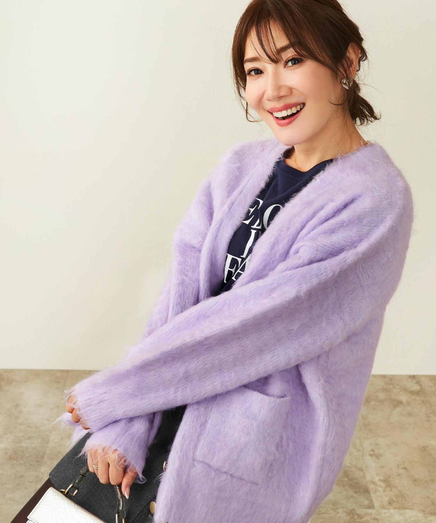 ポケット付き ニット Vネックカーディガン