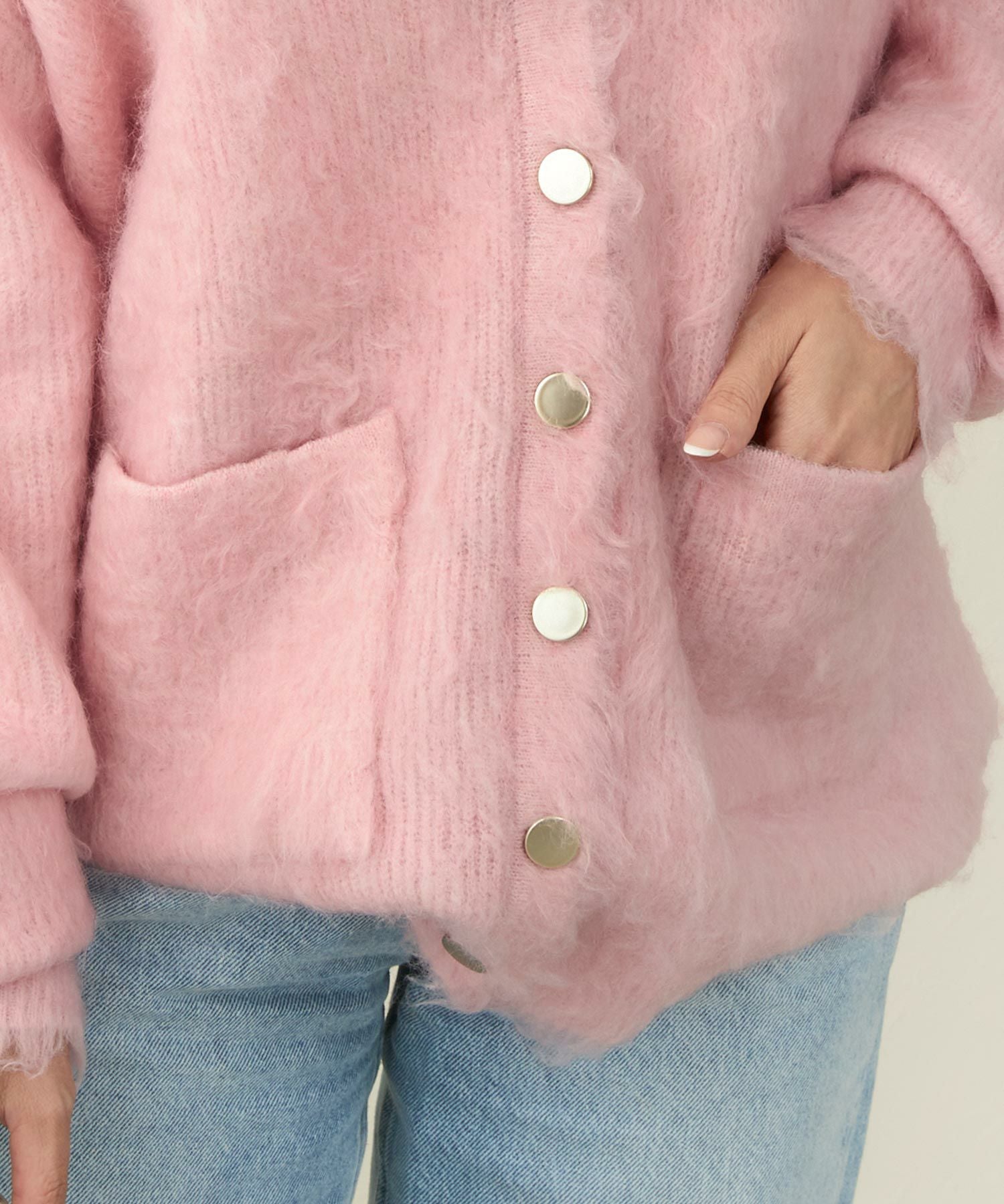 ポケット付き ニット Vネックカーディガン