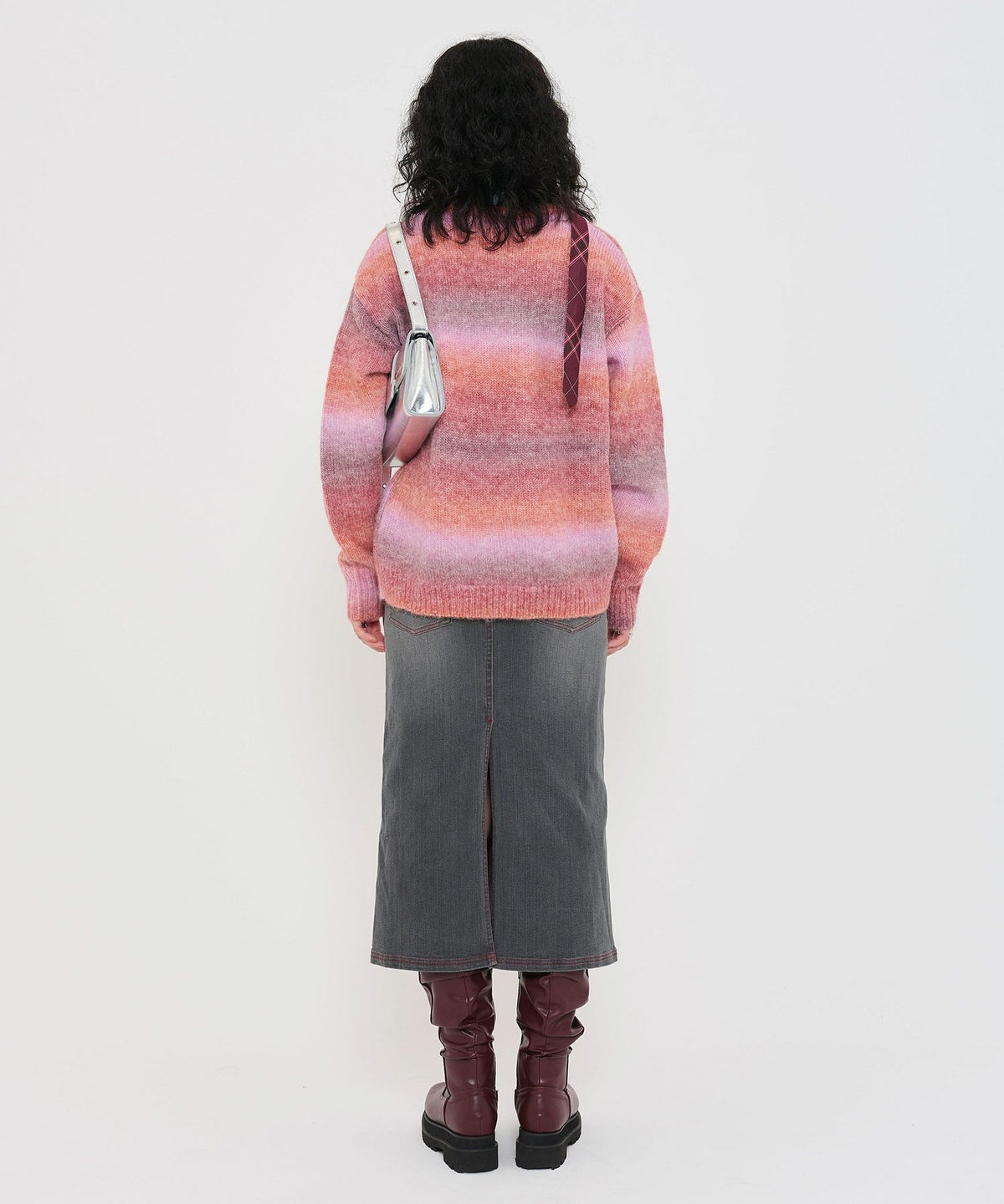 トップス/ミックスカラーニット/ニット/ピンク/グリーン