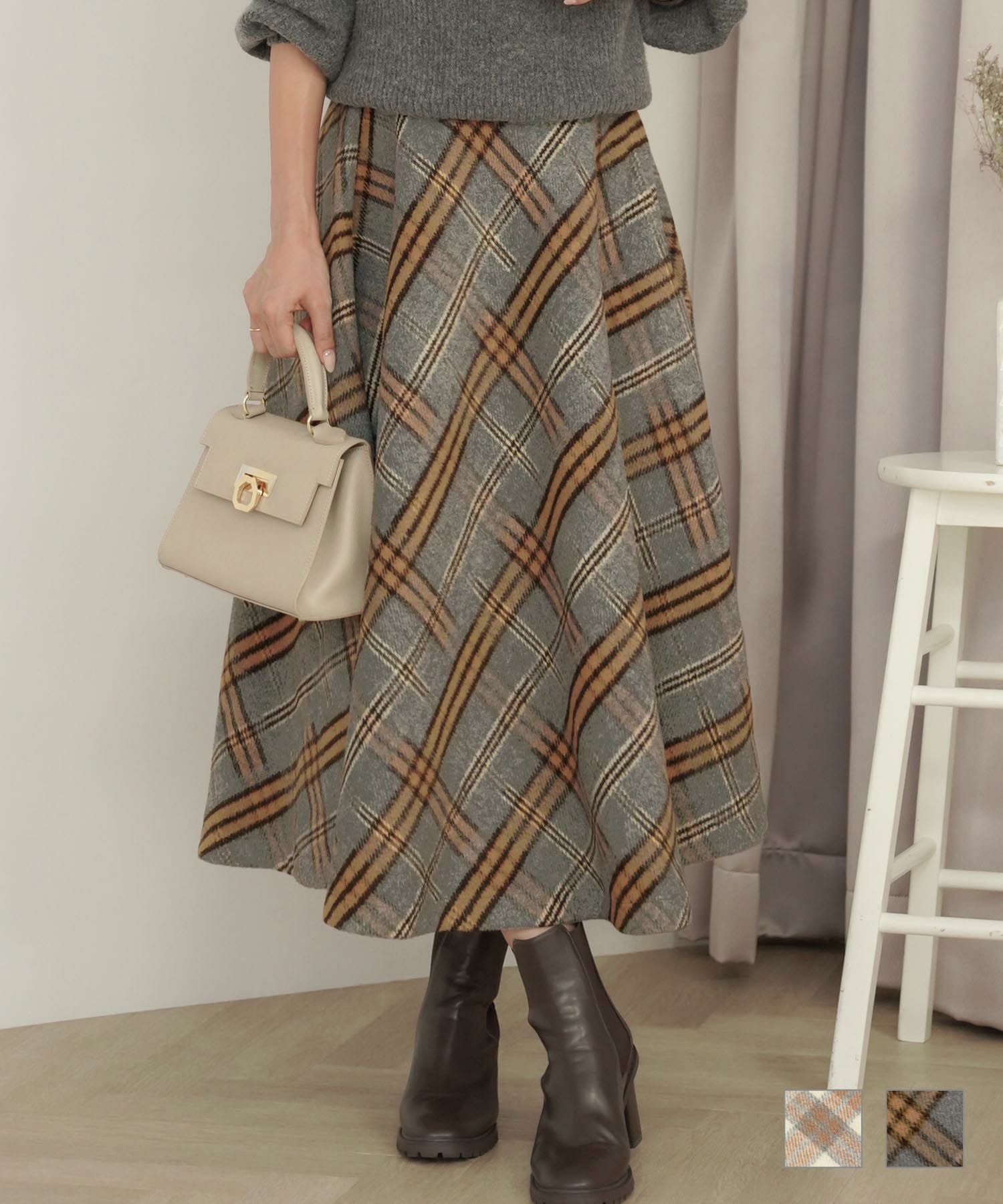 タータンチェック フレア スカート le reve vaniller 全2色 ｜lvn631