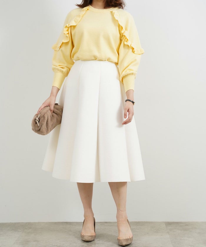 手洗い可/トップス/ニット/フリル/ショルダー/お洒落/可愛い/大人/上品<br>