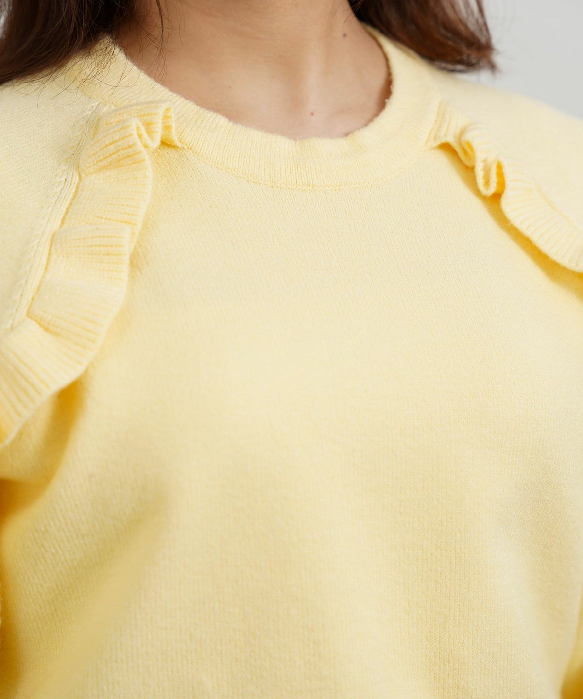 手洗い可/トップス/ニット/フリル/ショルダー/お洒落/可愛い/大人/上品<br>