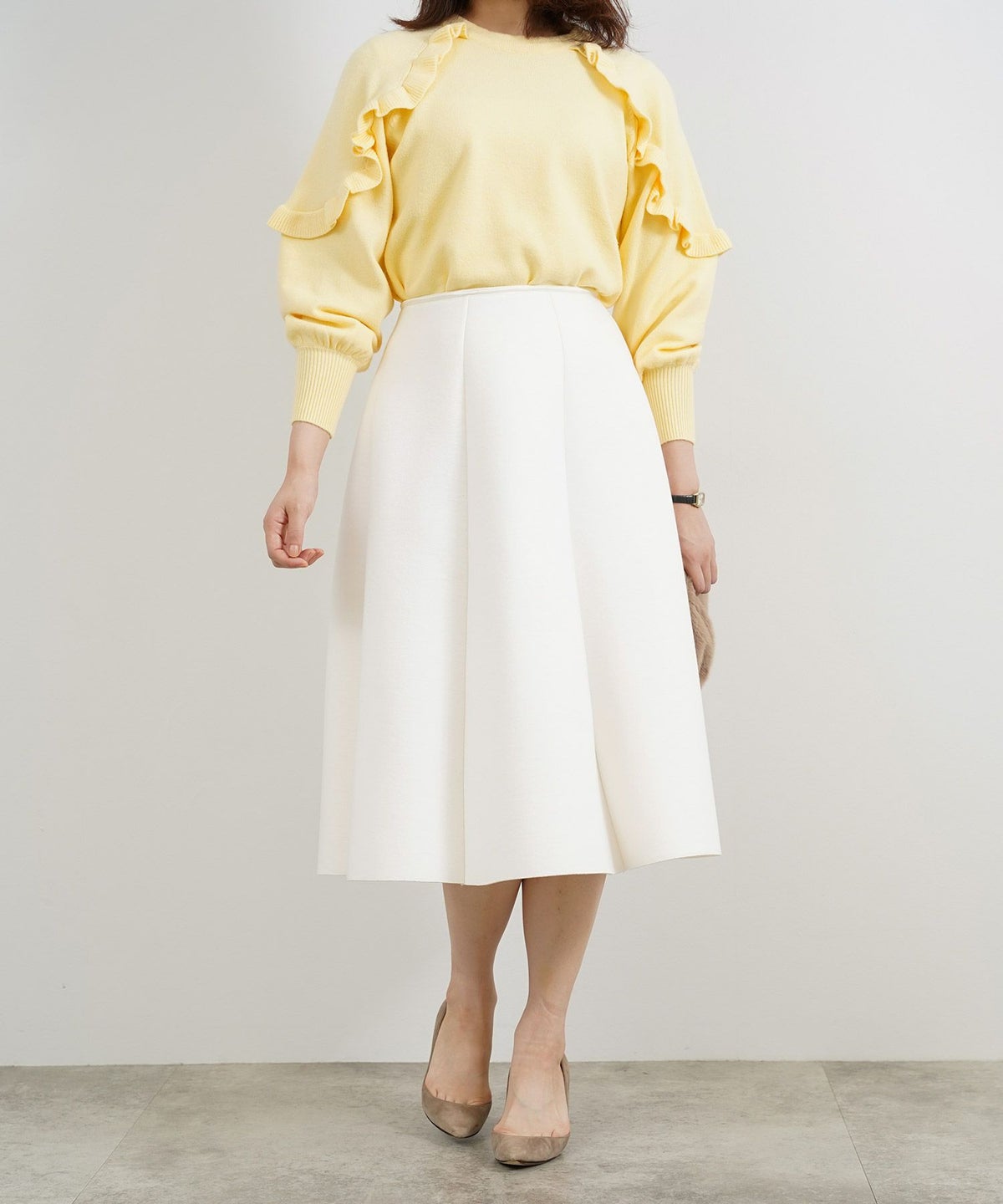 手洗い可/トップス/ニット/フリル/ショルダー/お洒落/可愛い/大人/上品<br>