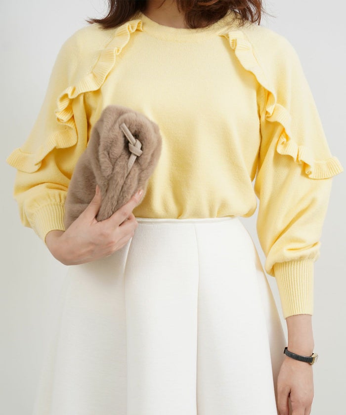 手洗い可/トップス/ニット/フリル/ショルダー/お洒落/可愛い/大人/上品<br>