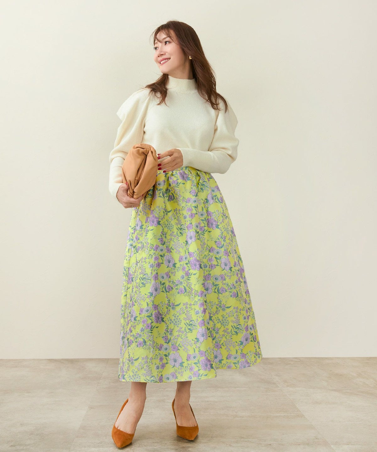 ボトムス/スカート/フレア/ロング/ジャガード/花柄/フラワーモチーフ/凹凸/大人/可愛い/上品