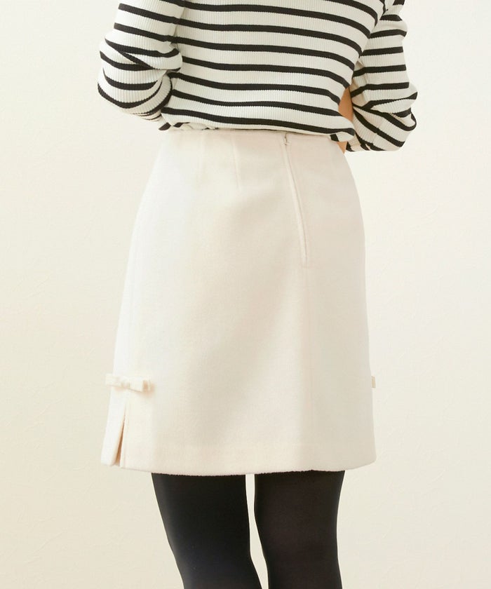 ボトムス/スカート/再度リボン/サイドボックスタック/台形/ミニスカート/大人/可愛い