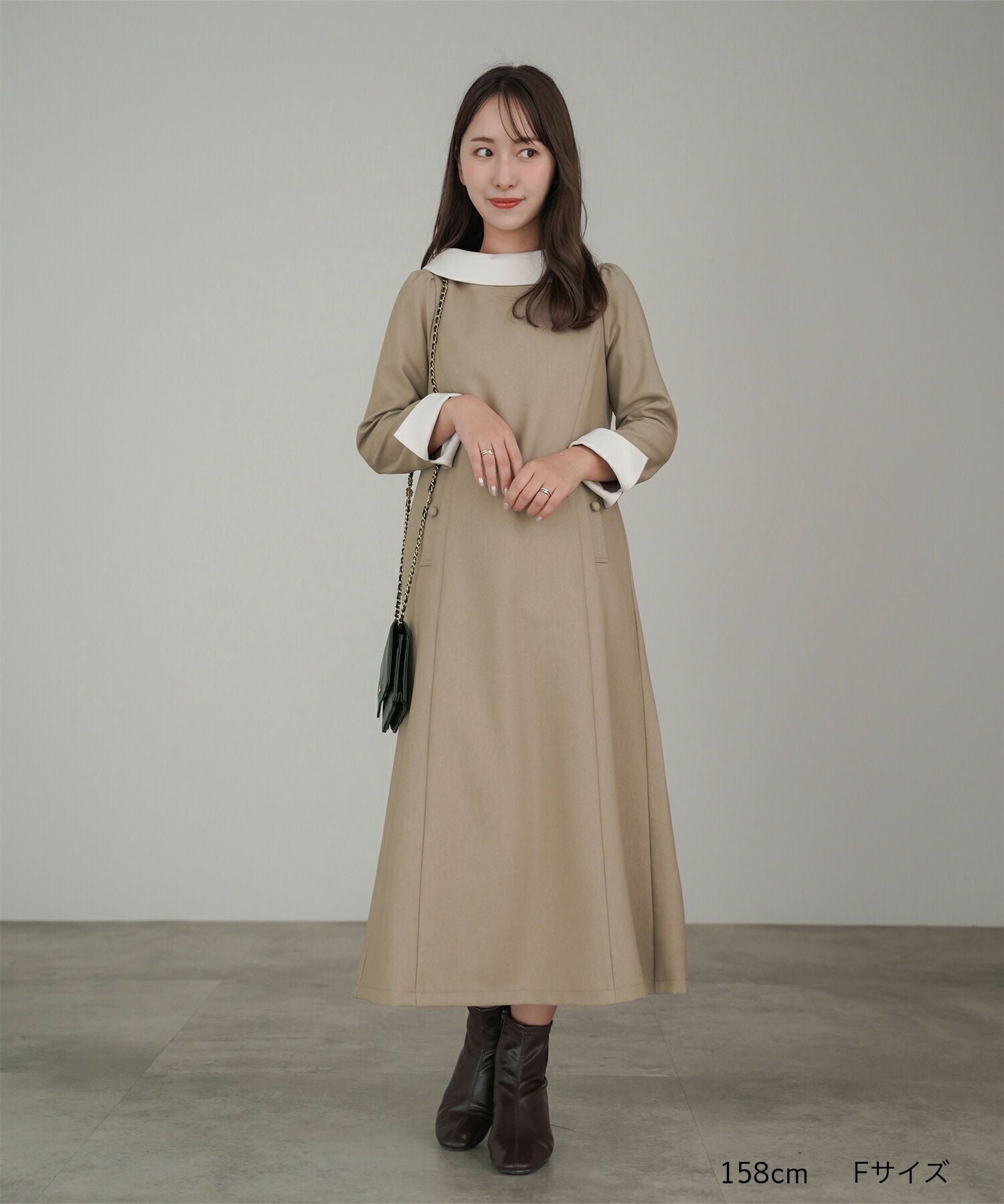 ロールカラー Aライン ドレス lieulien×Chika 全5色｜lul341-0348【4】