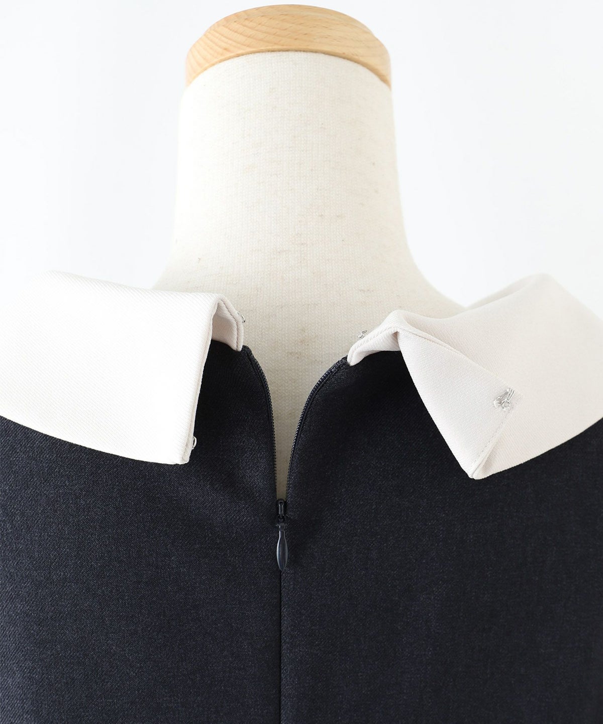 ドレス/ロールカラー/Aライン/ベージュ/オールネイビー/チャコール/ネイビー/ブラック/フリー