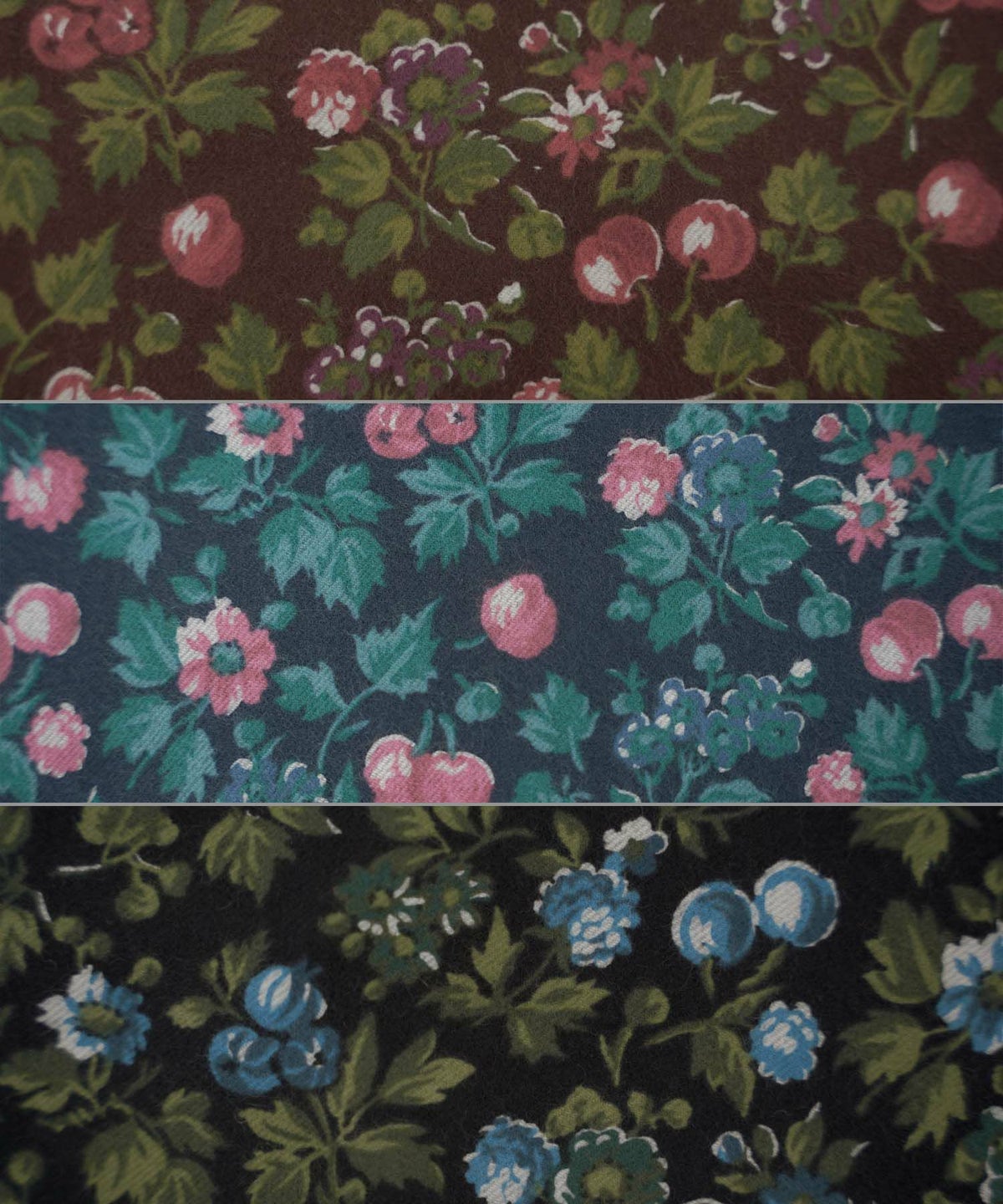 レディース/ワンピース/リバティ/木の実/Aライン/微起毛/長袖/秋/冬/ボルドー/ネイビー/ブラック