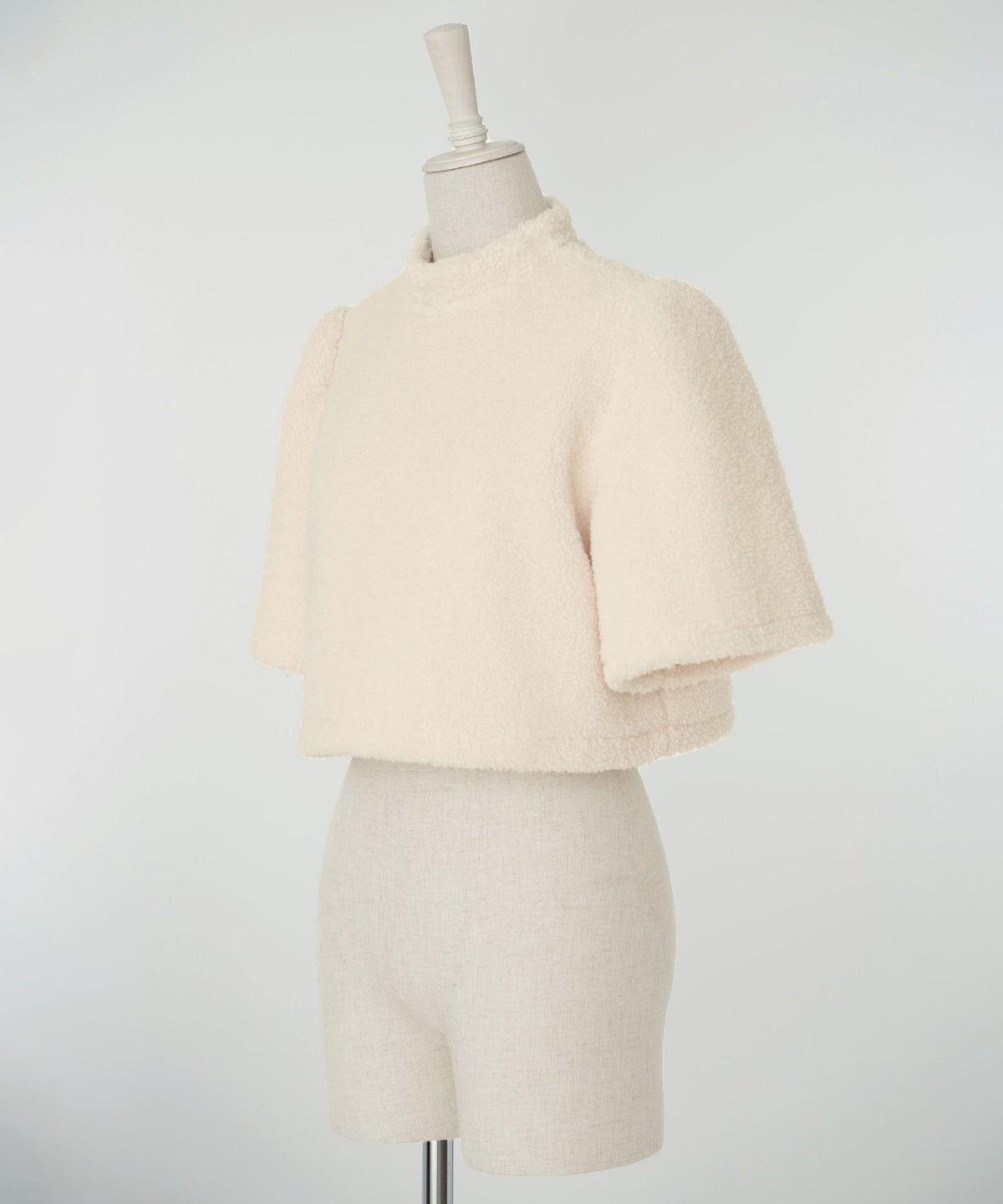 レディース/トップス/ボア/プードル/トレンド/セットアップ/ショート丈/五分袖/春/秋/冬/アイボリー/モカ/ブラック