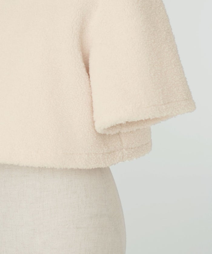 レディース/トップス/ボア/プードル/トレンド/セットアップ/ショート丈/五分袖/春/秋/冬/アイボリー/モカ/ブラック