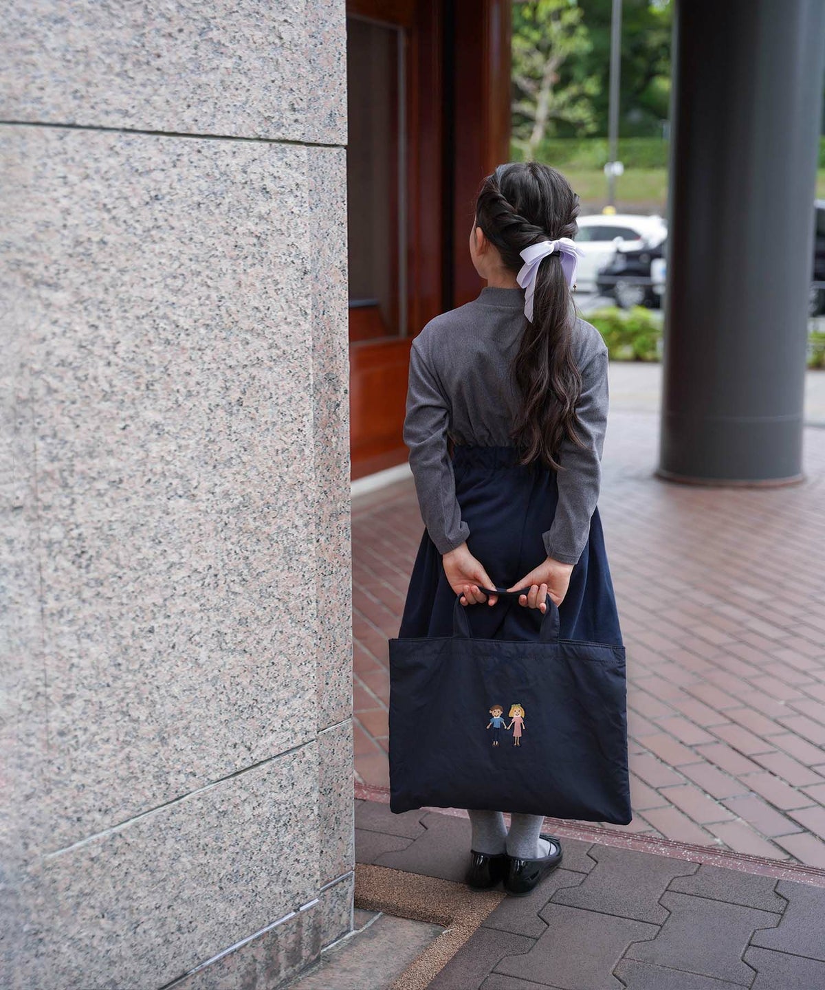 レディース/キッズ/バッグ/レッスンバッグ/ワッペン/刺繍/春/夏/秋/冬/ネイビー