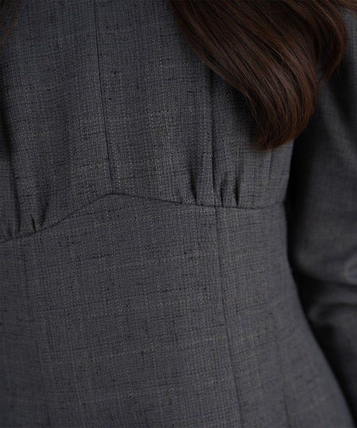 ワンピース/ツイード/ライク/フィット＆フレアー/ダークブラウン/チャコール/S/M