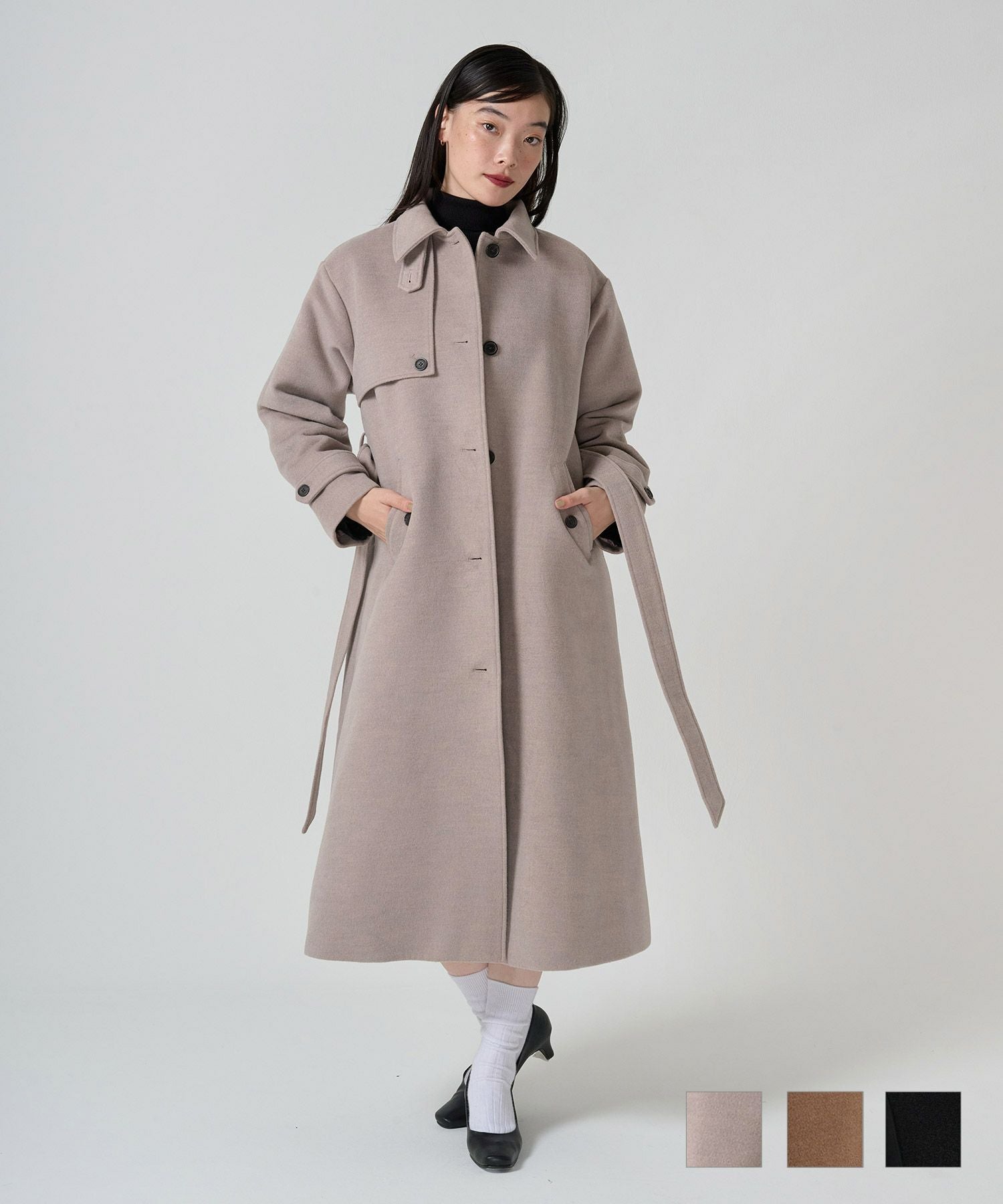 Special-Price-SALE ウールライク スタンドカラーロングコート TINA