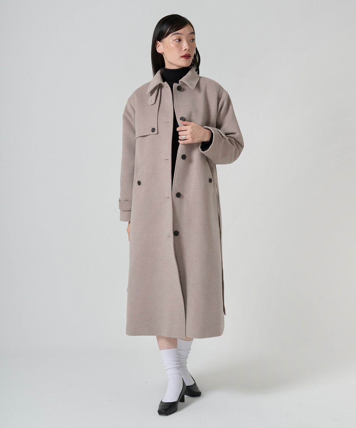 Special-Price-SALE ウールライク スタンドカラーロングコート TINA