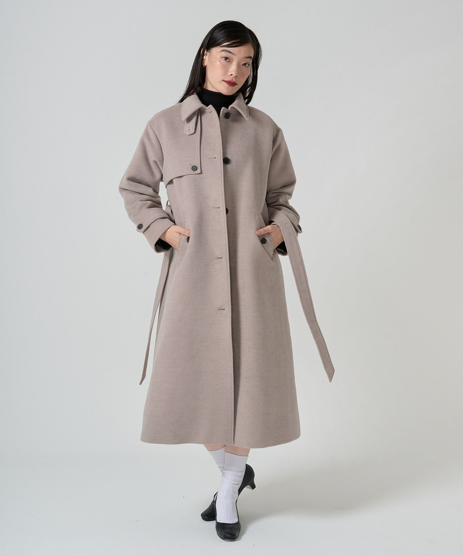 Special-Price-SALE ウールライク スタンドカラーロングコート TINA