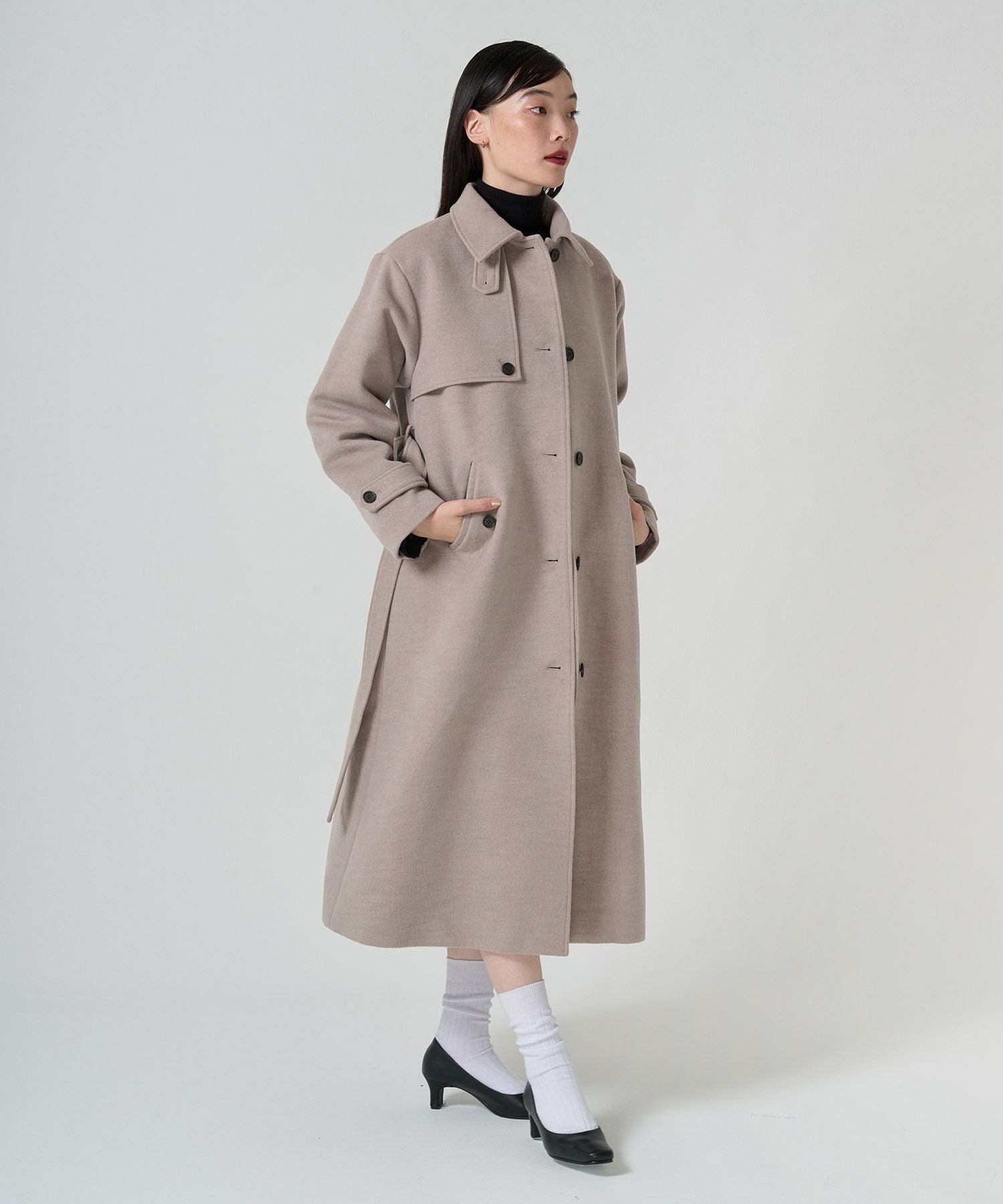 Special-Price-SALE ウールライク スタンドカラーロングコート TINA