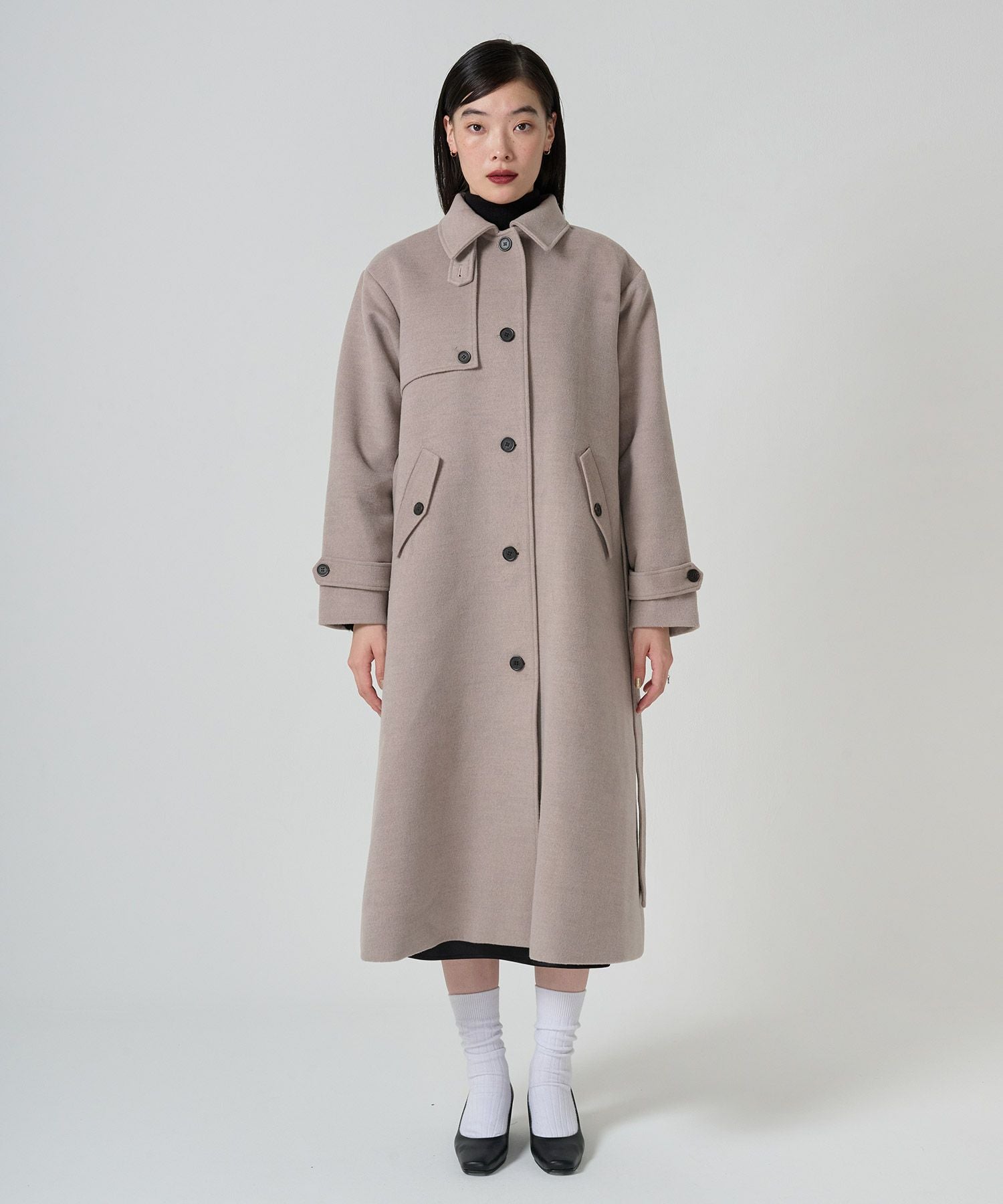 Special-Price-SALE ウールライク スタンドカラーロングコート TINA