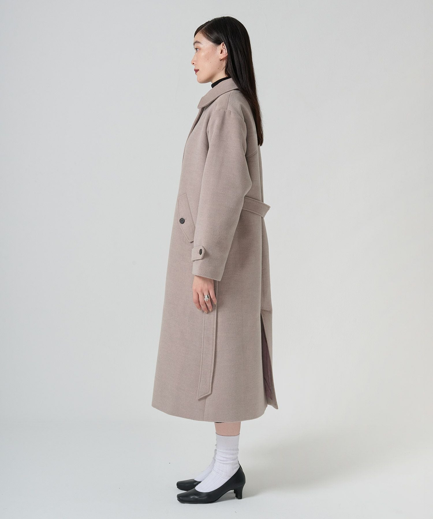 Special-Price-SALE ウールライク スタンドカラーロングコート TINA