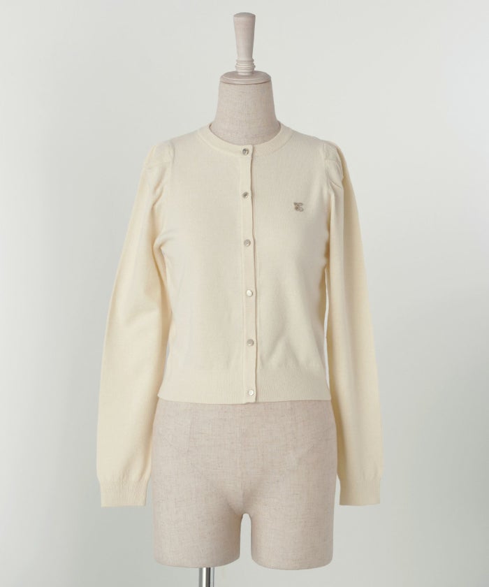 レディース/トップス/ニット/カーディガン/ワッペン/チェリー/春/秋/冬/長袖/アイボリー/ピンク/ブラック/S/M