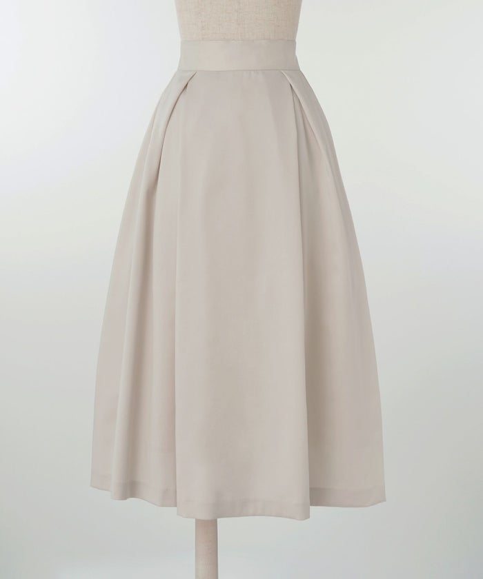 スカート/フレアシルエット/マットサテン/微光沢/ロングスカート/秋/冬/ホリデー/アイボリー/ピンクベージュ/レッド