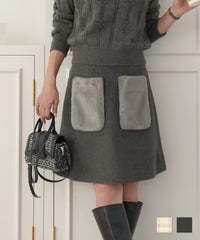 ボトムス スカート ミニ タイトスカート 台形スカート ポケット ファー ポケット ファー タイト スカート le reve vaniller