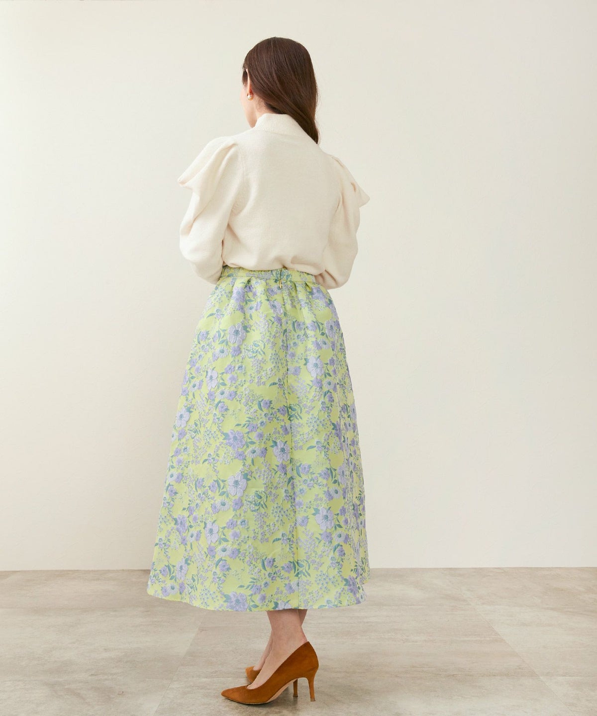 手洗い可/トップス/ニット/ハイネック/長袖/肩タック/ボリュームスリーブ/大人/可愛い