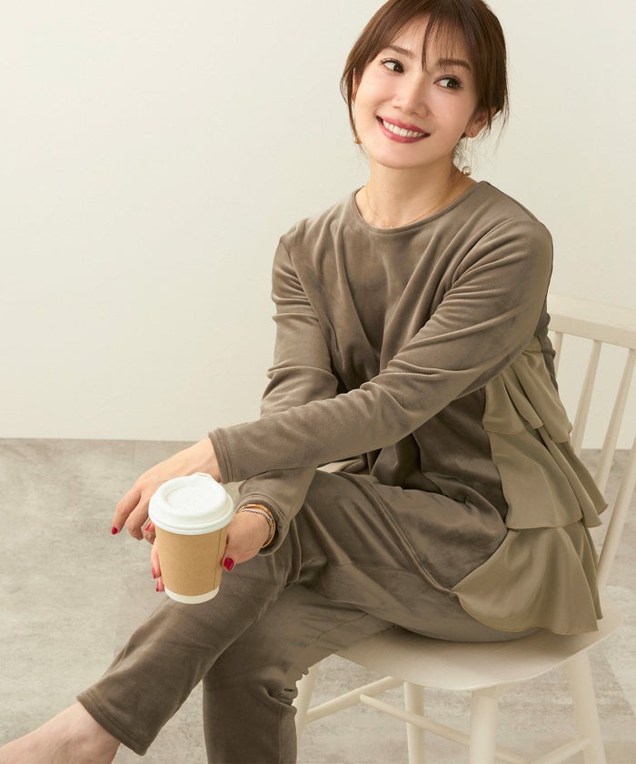 手洗い可/ボトムス/パンツ/ボンバーヒート/裏毛/裏起毛/あたたか/ベロア/大人/上品/可愛い