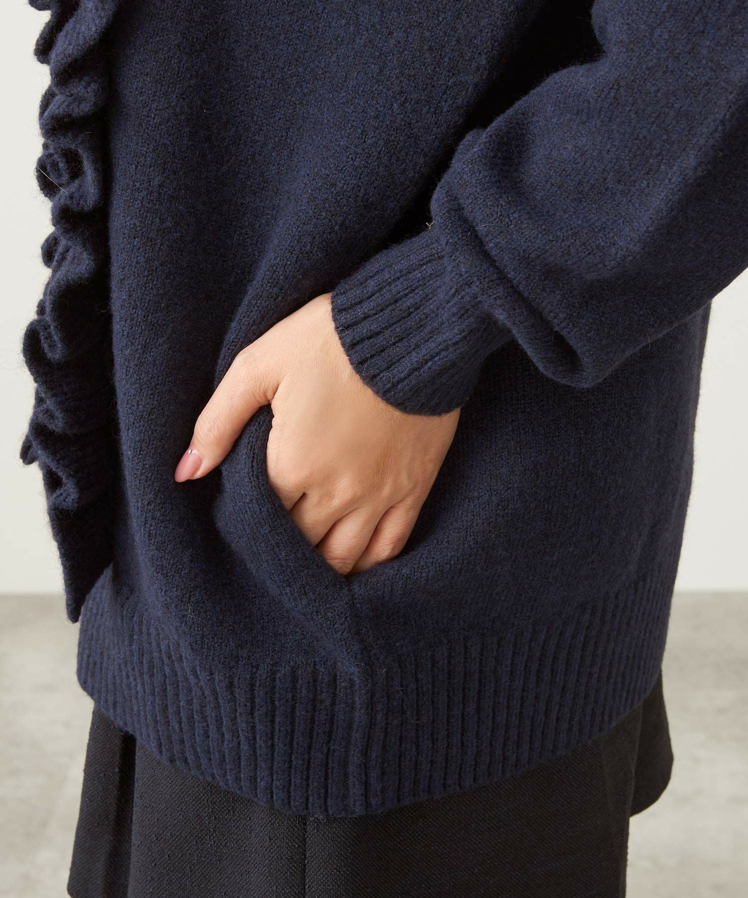 フリル Vネック ニット カーディガン