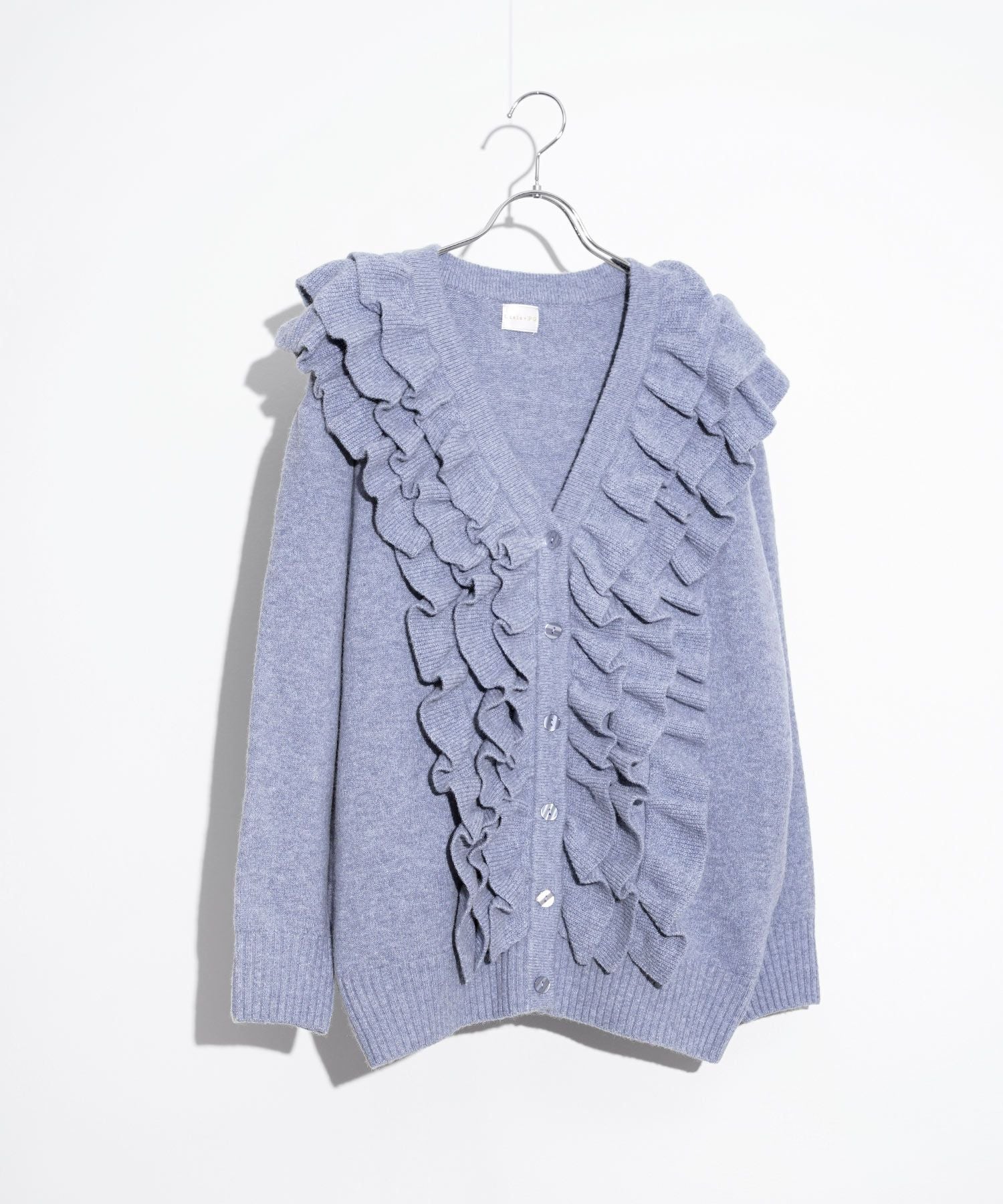 フリル Vネック ニット カーディガン