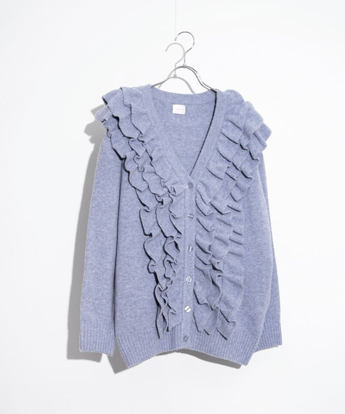 手洗い可/トップス/ニット/カーディガン/ローゲージ/フリル/ロング/上品/可愛い