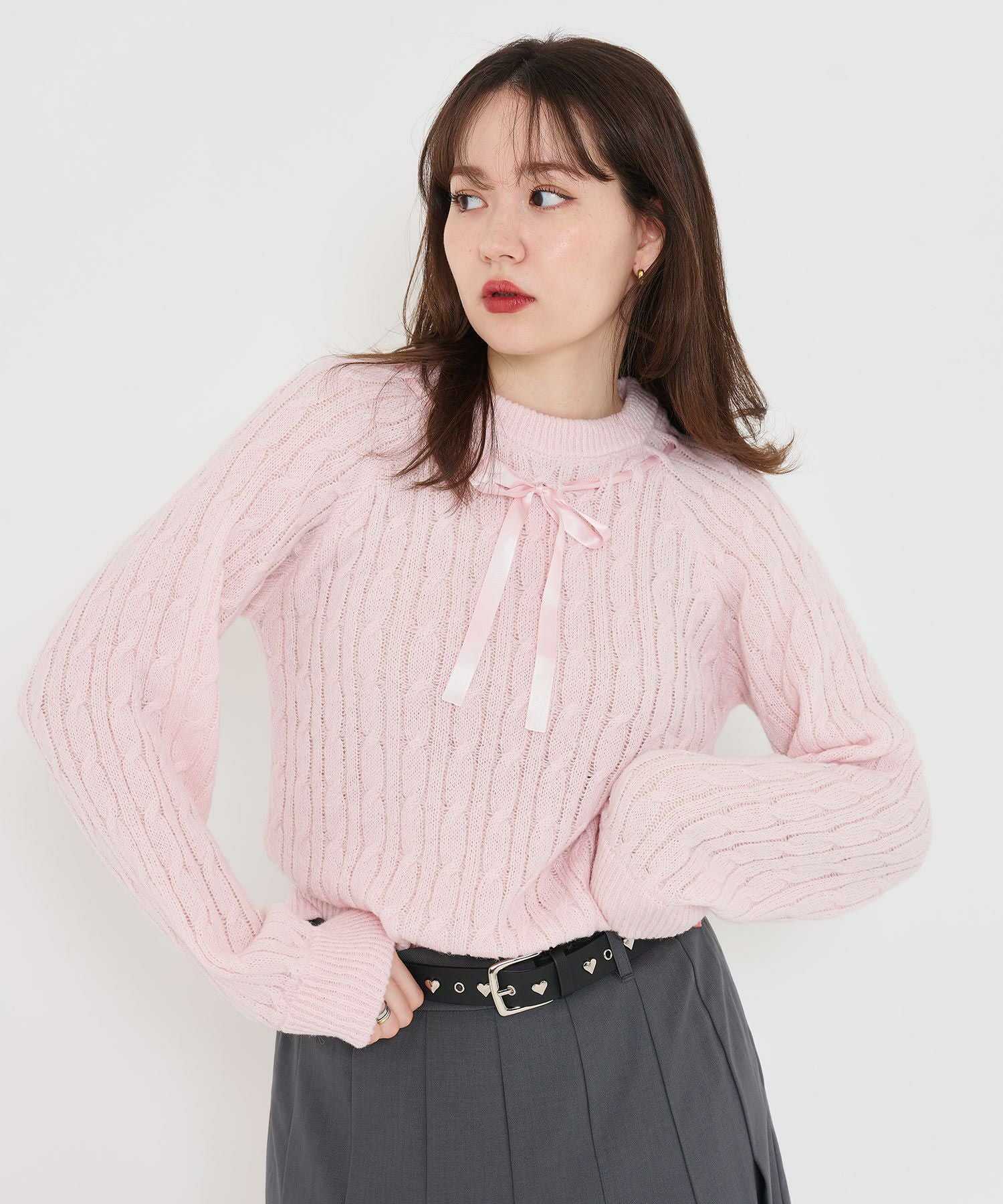 リボンニット プルオーバー TINA：JOJUN 全2色｜tnj441-0746【1】