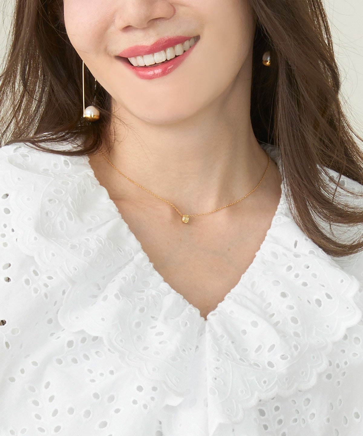 手洗い可/トップス/ブラウス/コットンレース/フリル/5分袖/大人/上品/可愛い