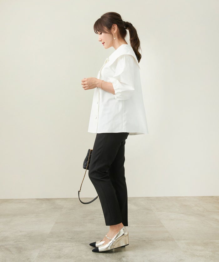 手洗い可/トップス/ブラウス/アシンメトリー/BIGカラー/襟付/リボン/上品/大人/可愛い