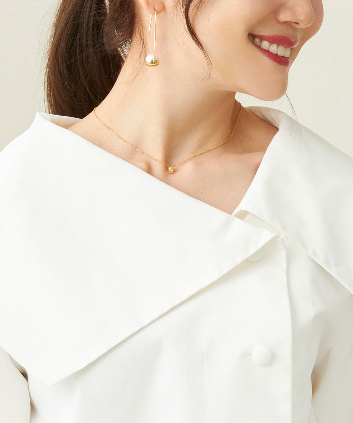 手洗い可/トップス/ブラウス/アシンメトリー/BIGカラー/襟付/リボン/上品/大人/可愛い