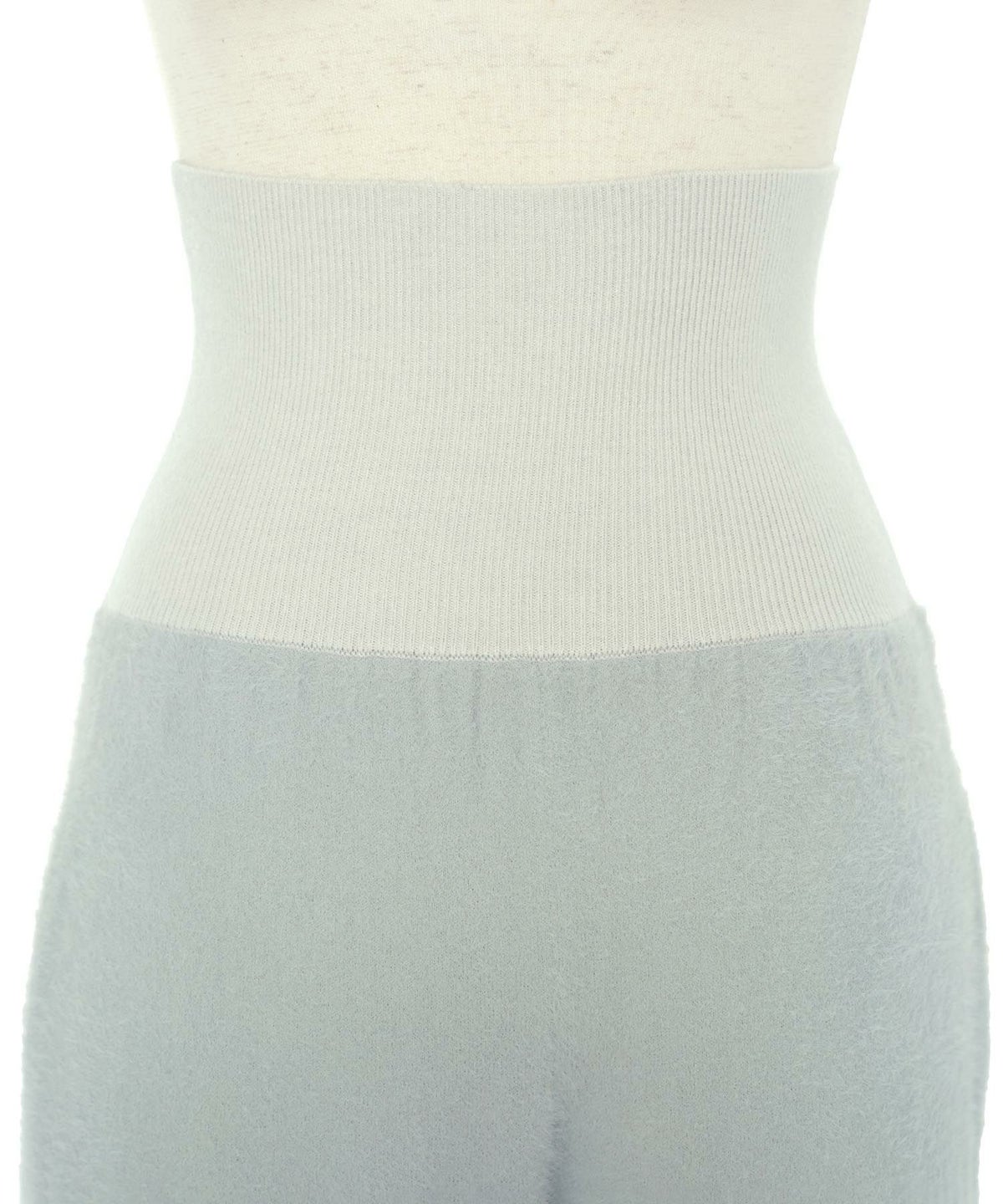 レディース/ニット/パンツ/ルームウェア/ワンマイル/パジャマ/寝巻/腹巻き/リブ/シャギー/配色/バイカラー/アイボリー/ピンク/ブルーグレー/秋/冬/春