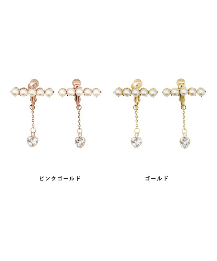 レディース/小物/アクセサリー/イヤリング/ハート/パール/ビジュー/クリスマス/コレクション/バレンタイン/ギフト/可愛い/ピンクゴールド/ゴールド