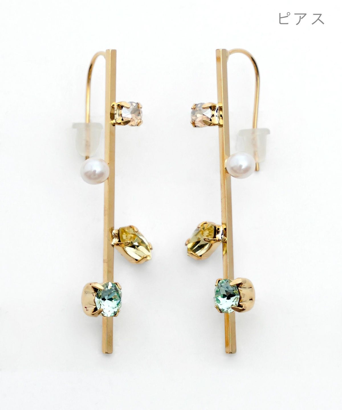 パステル ストーン ピアス イヤリング Pastel Stone Pierce Earring 真鍮 クリスタル プラパール アイライン 華やか パステル ストーン ピアス イヤリング Pastel Stone Pierce Earring （Liala）