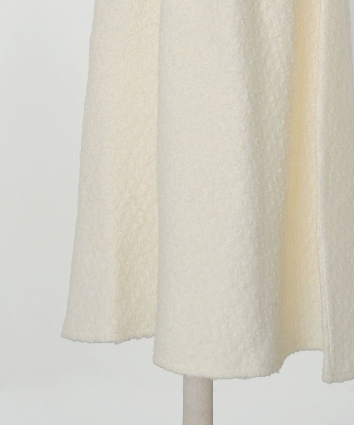 レディース/ワンピース/ニット/ブークレ/モックネック/ドッキング/フレア/長袖/ロング丈/秋/冬/アイボリー/ブラック