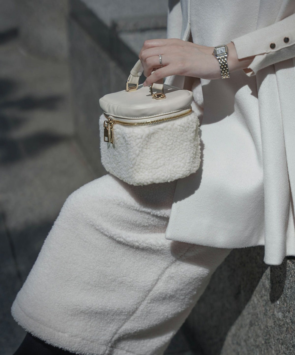 バッグ/ショルダー/ボア/バニティ/ポーチ/コンパクト/秋/冬/アイボリー/モカ/ブラック