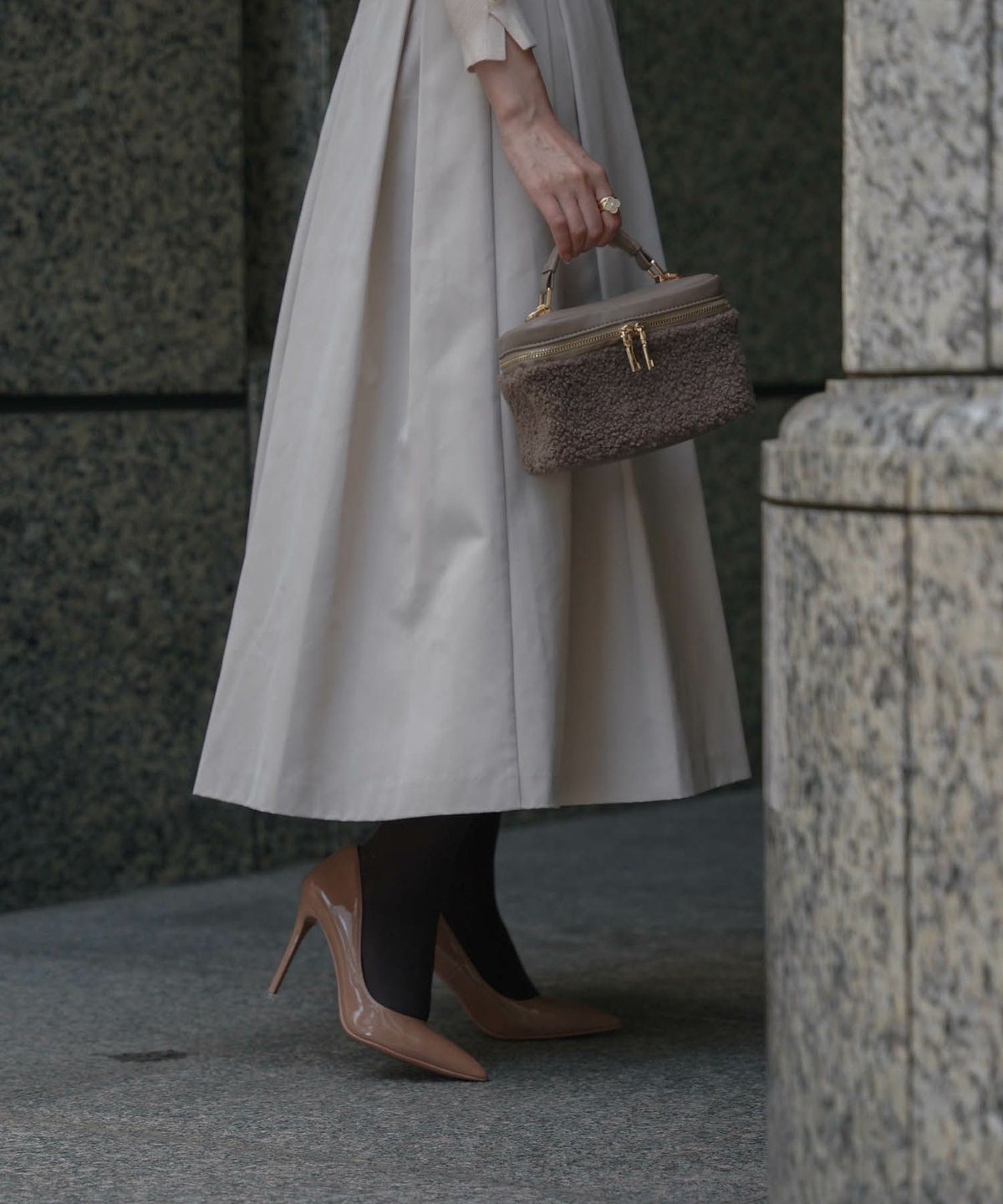 バッグ/ショルダー/ボア/バニティ/ポーチ/コンパクト/秋/冬/アイボリー/モカ/ブラック