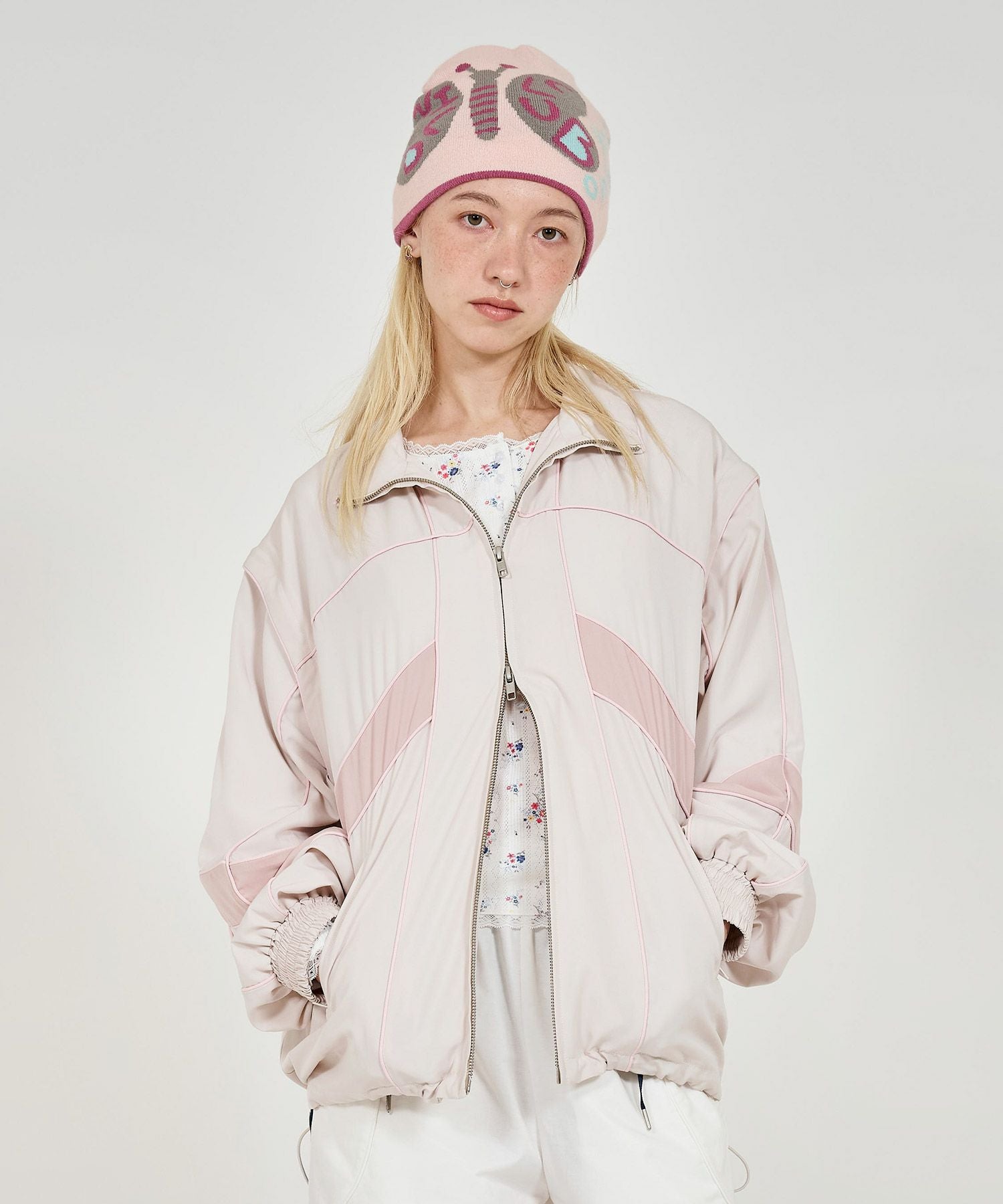 完売！最安値　TINA:JOJUN 2WAYトラックブルゾン　ピンク　M 限定Price！SALE 2WAY トラックブルゾン TINA：JOJUN 全2色｜tnj211