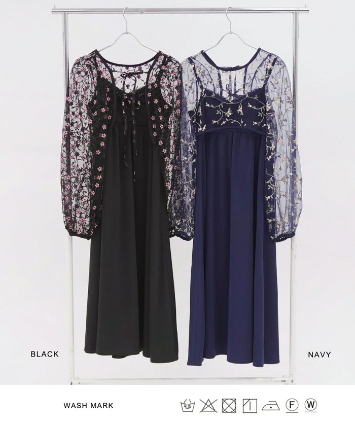 ワンピース/オケージョン/ドレス/ボレロ/レース/花柄刺繍