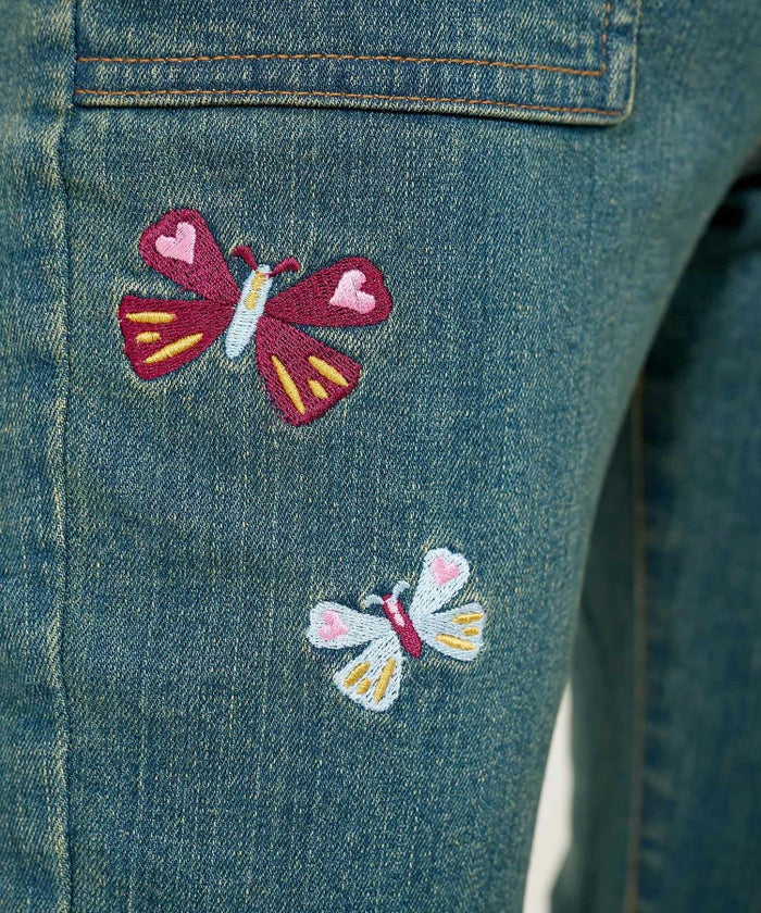 デニム/フレアデニムパンツ/フレア/刺繍入り