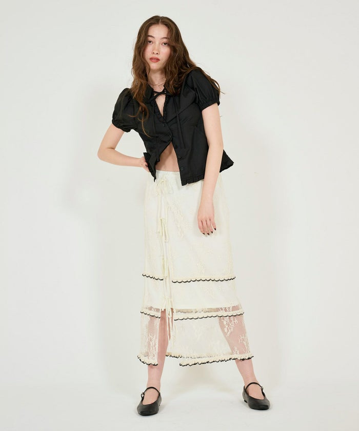 ブラウス/半袖/半袖ブラウス/フリル