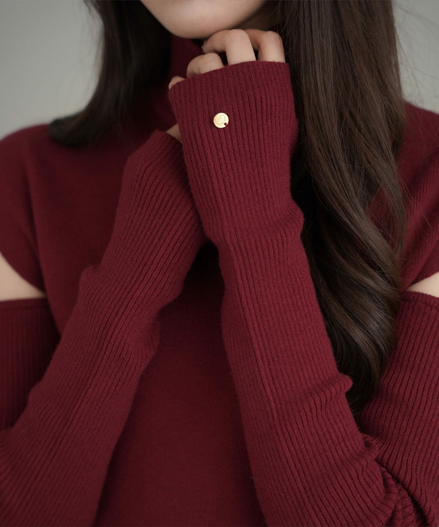 カッティング スリーブ タートルネック ニット lieulien×nap 全3色