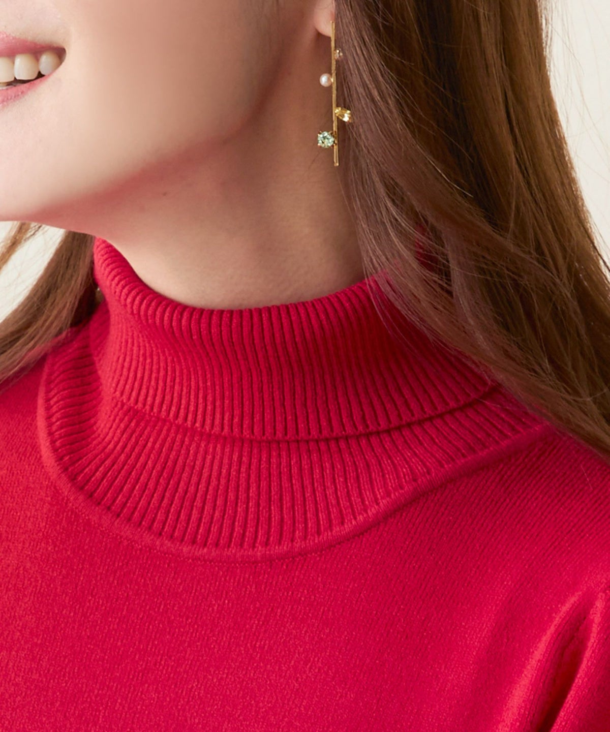 手洗い可/ニット/ワンピース/タートル/長袖/肩ギャザー/膝丈/ロング/ハイゲージ/大人/上品/可愛い