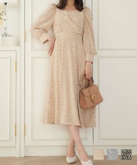 ワンピース 小花柄 カフス カシュクール タック 長袖 小花柄 カシュクール ワンピース le reve vaniller