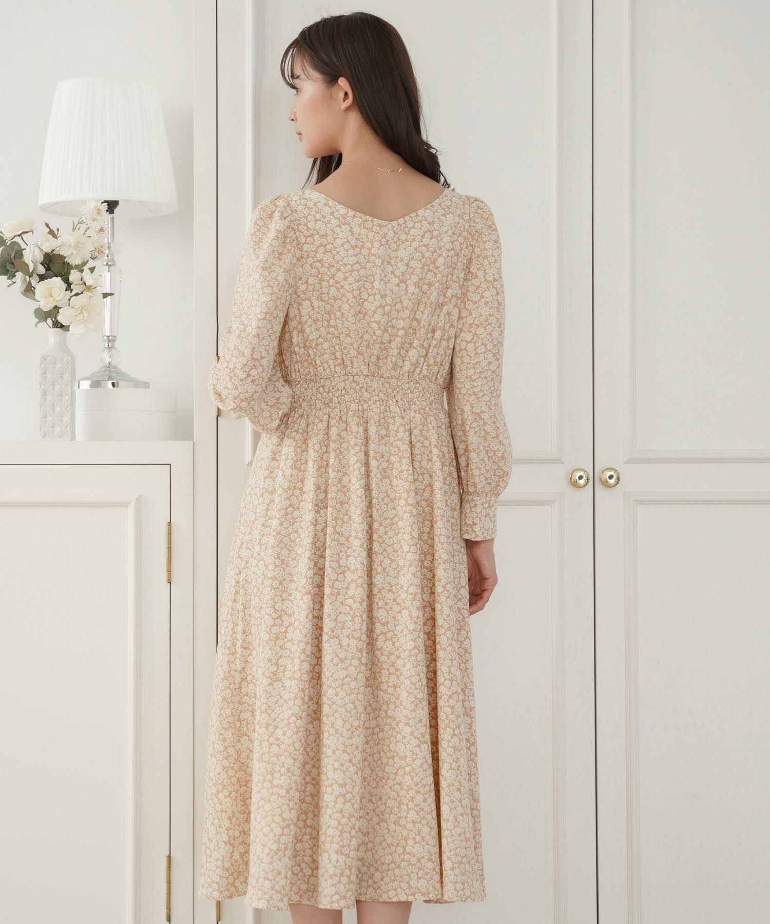 OUTLET-SALE 小花柄 カシュクール ワンピース le reve vaniller 全3色