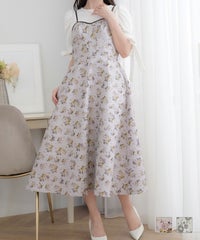 フラワージャカード バックレーシング キャミワンピース le reve vaniller  ラベンダー/ライトグレー
